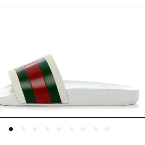 GUCCI Pursuit 72 Slides Men’s Rubber Sandal White 308234 Sz 10 G Read Descriptio - Picture 1 of 8